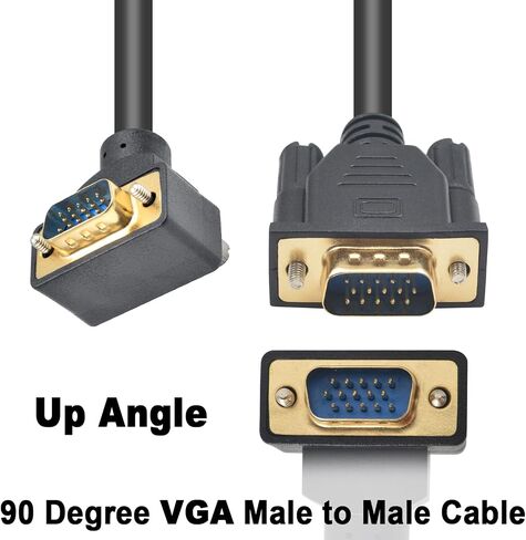 كابل VGA من Poyiccot ذكر إلى ذكر 5 أقدام، كابل VGA 90 درجة بزاوية تصل إلى 15 دبوس ذكر إلى ذكر كابل شاشة يدعم 1080 بكسل لأجهزة الكمبيوتر الشخصية وأجهزة الكمبيوتر المحمولة وأجهزة العرض التلفزيونية in Kuwait
