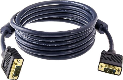 كابل جهاز عرض VGA/SVGA HD15 ذكر إلى ذكر كابل شاشة فيديو محوري مع نواة من الفريت مطلي بالذهب متوافق مع أجهزة العرض وأجهزة التلفاز عالية الدقة والشاشات، 10 أقدام/3 متر in Kuwait