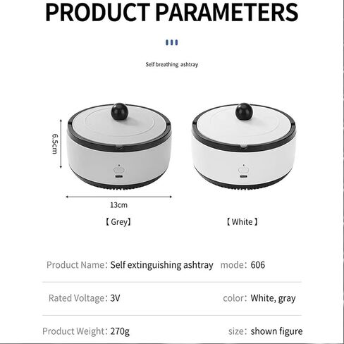 منفضة سجائر 2 في 1 متعددة الوظائف بدون دخان، منفضة سجائر لتنقية الهواء في الأماكن المغلقة والخارجية ومرشحات منفضة سجائر كهربائية قابلة لإعادة الشحن عبر USB، للمكتب المنزلي (رمادي) in Kuwait