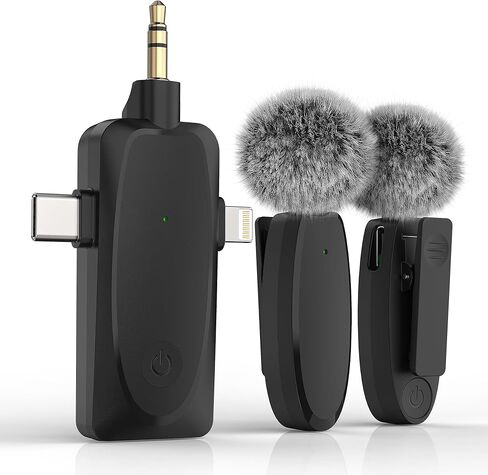 ميكروفون MAXTOP 393FT Lavalier Pro: ميكروفونات مزدوجة لاسلكية 2.4G لهواتف iPhone وAndroid والكاميرا - تقليل الضوضاء، مثالي لمدونات الفيديو، YouTube، TikTok - غطاء مقاوم للرياح للحصول على صوت خارجي فائق in Saudi Arabia