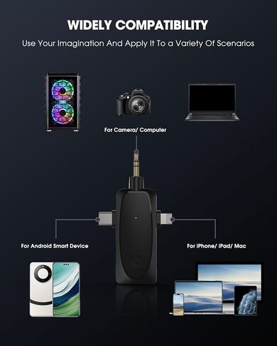 ميكروفون MAXTOP 393FT Lavalier Pro: ميكروفونات مزدوجة لاسلكية 2.4G لهواتف iPhone وAndroid والكاميرا - تقليل الضوضاء، مثالي لمدونات الفيديو، YouTube، TikTok - غطاء مقاوم للرياح للحصول على صوت خارجي فائق in Saudi Arabia