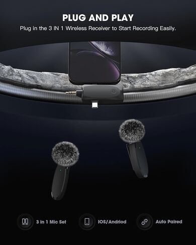 ميكروفون MAXTOP 393FT Lavalier Pro: ميكروفونات مزدوجة لاسلكية 2.4G لهواتف iPhone وAndroid والكاميرا - تقليل الضوضاء، مثالي لمدونات الفيديو، YouTube، TikTok - غطاء مقاوم للرياح للحصول على صوت خارجي فائق in Saudi Arabia