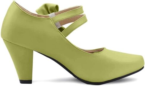 Cute Women's Mary Janes Block Chunky Heels Chic Ankle Strap Pumps Bow Closed Toe Comfort Shoes with Hook Loop in Saudi Arabia