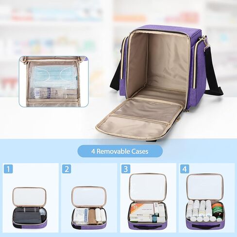 LUXJA Large Medicine Bag with 4 Inner Removable Cases, Multifunctional Medicine Storage Bag (Suitable for Home or Travel Use, Bag Only), Black in Saudi Arabia
