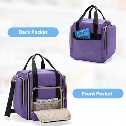 LUXJA Large Medicine Bag with 4 Inner Removable Cases, Multifunctional Medicine Storage Bag (Suitable for Home or Travel Use, Bag Only), Black in Saudi Arabia