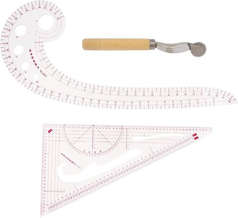 3pcs Clothing Patterning Ruler Sew French Curve Ruler Metric Shaped Plastic Sewing Tools Include Curve Ruler Triangular Ruler Tracing Wheel for Beginners Tailors Designers (3pcs) in Saudi Arabia