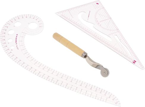3pcs Clothing Patterning Ruler Sew French Curve Ruler Metric Shaped Plastic Sewing Tools Include Curve Ruler Triangular Ruler Tracing Wheel for Beginners Tailors Designers (3pcs) in Saudi Arabia