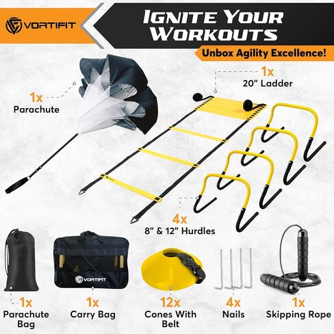 Agility Training Equipment Set - Soccer Football Basketball Training Equipment, Agility Hurdles and Ladder Speed Training Kit, Kids Workout Equipment Set. in Saudi Arabia