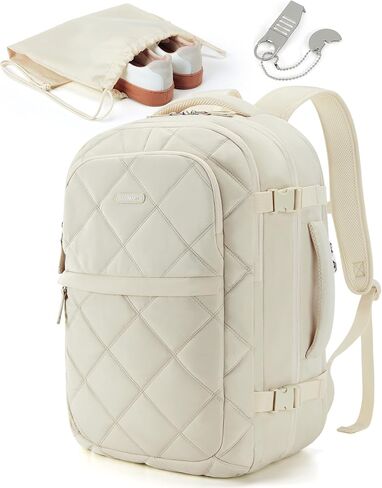 BAGSMART Carry On Travel Backpack, 30L Flight Approved Carry on Backpack with Door Lock, TSA Personal Item Backpack with 15.6 Inch Laptop Compartment & Shoe Bag, Weekender Suitcase for Travel, beige in Saudi Arabia