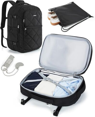 BAGSMART Carry On Travel Backpack, 30L Flight Approved Carry on Backpack with Door Lock, TSA Personal Item Backpack with 15.6 Inch Laptop Compartment & Shoe Bag, Weekender Suitcase for Travel, beige in Saudi Arabia