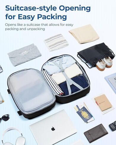 BAGSMART Carry On Travel Backpack, 30L Flight Approved Carry on Backpack with Door Lock, TSA Personal Item Backpack with 15.6 Inch Laptop Compartment & Shoe Bag, Weekender Suitcase for Travel, beige in Saudi Arabia