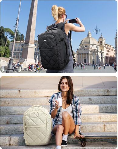 BAGSMART Carry On Travel Backpack, 30L Flight Approved Carry on Backpack with Door Lock, TSA Personal Item Backpack with 15.6 Inch Laptop Compartment & Shoe Bag, Weekender Suitcase for Travel, beige in Saudi Arabia