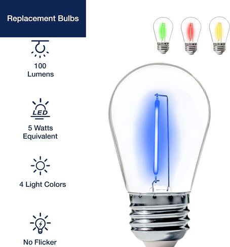 FLSNT 30 حزمة LED S14 لمبات بديلة لسلسلة الضوء، مصابيح LED خارجية، قاعدة E26، 2200K أبيض دافئ، غير قابل للتعتيم in Saudi Arabia