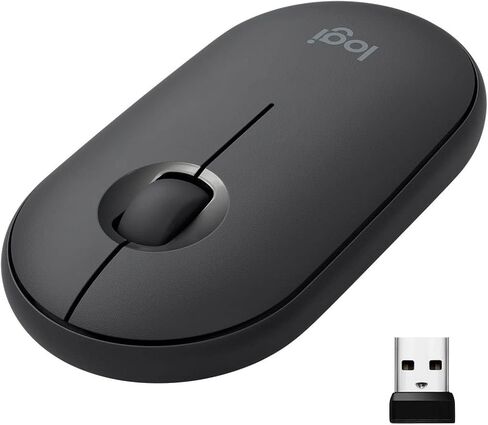 ماوس لاسلكي Logitech Pebble M350 مزود بتقنية Bluetooth أو USB - ماوس كمبيوتر نحيف وصامت مع نقرة هادئة لأجهزة الكمبيوتر المحمول والكمبيوتر المحمول وأجهزة الكمبيوتر الشخصية وأجهزة Mac - الجرافيت (متجدد) in Saudi Arabia