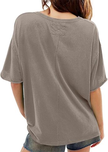 Womens Oversized T Shirts Crewneck Short Sleeve Summer Athletic Cotton Tees Shirt Loose Fit Y2k Tops in Saudi Arabia