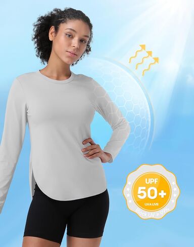 قمصان نسائية للشمس من Pioneer Camp بأكمام طويلة مع عامل حماية من الشمس SPF 50+ حماية من الأشعة فوق البنفسجية خفيفة الوزن وسريعة الجفاف للتنزه سيرًا على الأقدام والجري والتمرين in Kuwait