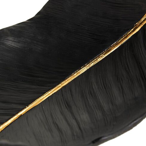 Deco 79 Resin Bird Feather Decorative Bowl with Gold Foil Accent, 13" x 7" x 8", Black in Saudi Arabia