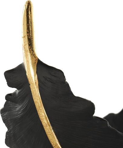 Deco 79 Resin Bird Feather Decorative Bowl with Gold Foil Accent, 13" x 7" x 8", Black in Saudi Arabia
