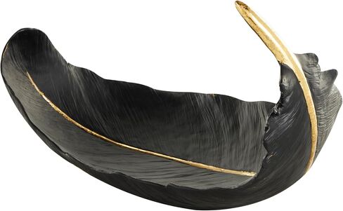 Deco 79 Resin Bird Feather Decorative Bowl with Gold Foil Accent, 13" x 7" x 8", Black in Saudi Arabia