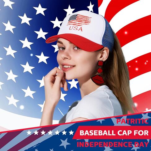 12 Pcs Patriotic American Flag Hat 4th of July Baseball Cap Adjustable Trucker Hat Mesh Cotton Cap for Men Women in Saudi Arabia