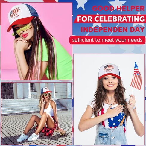 12 Pcs Patriotic American Flag Hat 4th of July Baseball Cap Adjustable Trucker Hat Mesh Cotton Cap for Men Women in Saudi Arabia