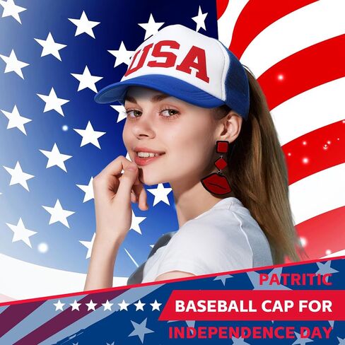 12 Pcs Patriotic American Flag Hat 4th of July Baseball Cap Adjustable Trucker Hat Mesh Cotton Cap for Men Women in Saudi Arabia