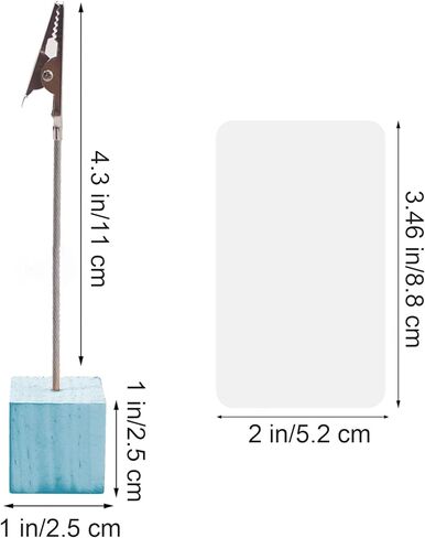 Enkrio 8 قطع حامل رقم الطاولة مع 100 بطاقة مؤشر فارغة قاعدة مكعب حامل بطاقة مكان مع مشبك التمساح مشبك صورة مذكرة ملاحظة حامل صور لحفلات أعياد الميلاد والمكتب DIY الزفاف in Kuwait