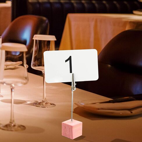 Enkrio 8 قطع حامل رقم الطاولة مع 100 بطاقة مؤشر فارغة قاعدة مكعب حامل بطاقة مكان مع مشبك التمساح مشبك صورة مذكرة ملاحظة حامل صور لحفلات أعياد الميلاد والمكتب DIY الزفاف in Kuwait