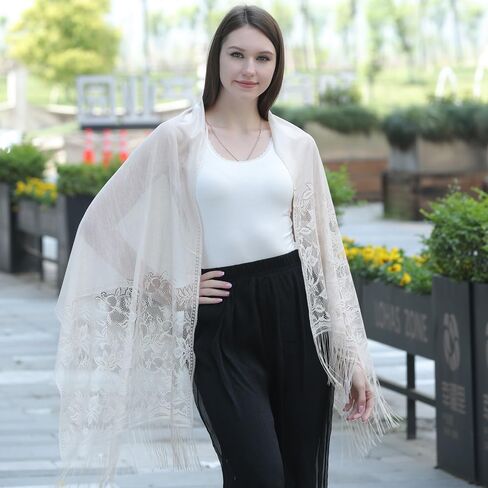 Shawls and Wraps for Evening Dresses Lace Scarfs for Women Pashmina Wedding Formal Shawl in Saudi Arabia