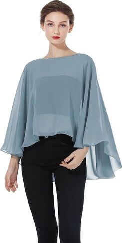 BEAUTELICATE Women Chiffon Capelet Wedding Bridal Cape Sheer Overlay Poncho Stole in Saudi Arabia