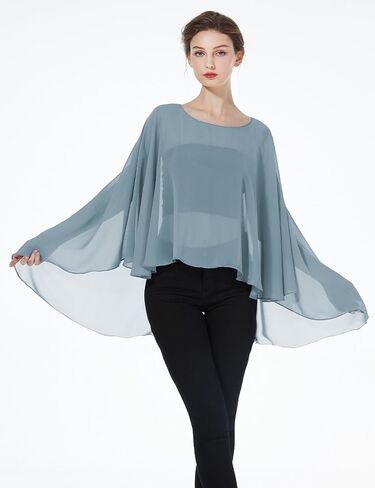 BEAUTELICATE Women Chiffon Capelet Wedding Bridal Cape Sheer Overlay Poncho Stole in Saudi Arabia