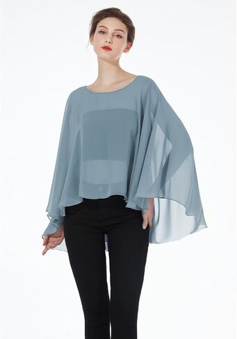 BEAUTELICATE Women Chiffon Capelet Wedding Bridal Cape Sheer Overlay Poncho Stole in Saudi Arabia
