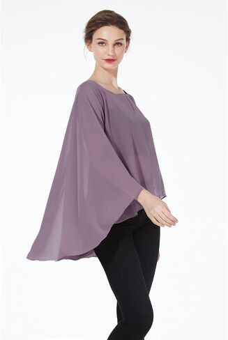 BEAUTELICATE Women Chiffon Capelet Wedding Bridal Cape Sheer Overlay Poncho Stole in Saudi Arabia