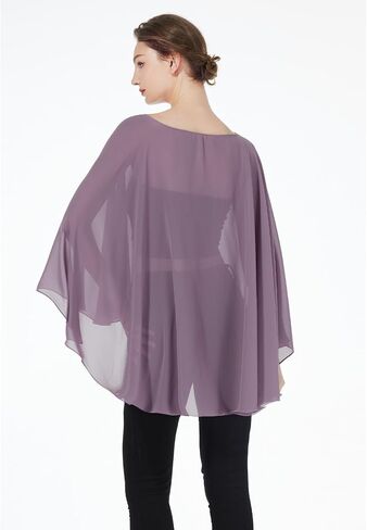BEAUTELICATE Women Chiffon Capelet Wedding Bridal Cape Sheer Overlay Poncho Stole in Saudi Arabia