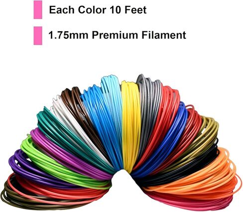 24 Colors 3D Pen Filament. Includes 20 Vibe Colors and 4 Glow in Dark Colors. 10 Feet, 1.75mm Each. PLA Kids Safe Refill in Kuwait