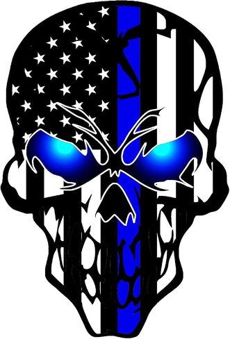 2 Pack 5.1"Reflective All Black American Flag Skulls Sticker, Skull Decal with Black US Flags, UV Fade Resistant Vinyl Car Flags Stickers for Trucks Jeep Van Women Men Motorcycle Laptop Bumper Decals in Saudi Arabia