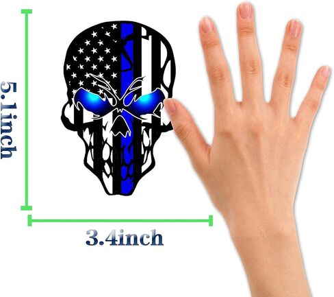 2 Pack 5.1"Reflective All Black American Flag Skulls Sticker, Skull Decal with Black US Flags, UV Fade Resistant Vinyl Car Flags Stickers for Trucks Jeep Van Women Men Motorcycle Laptop Bumper Decals in Saudi Arabia