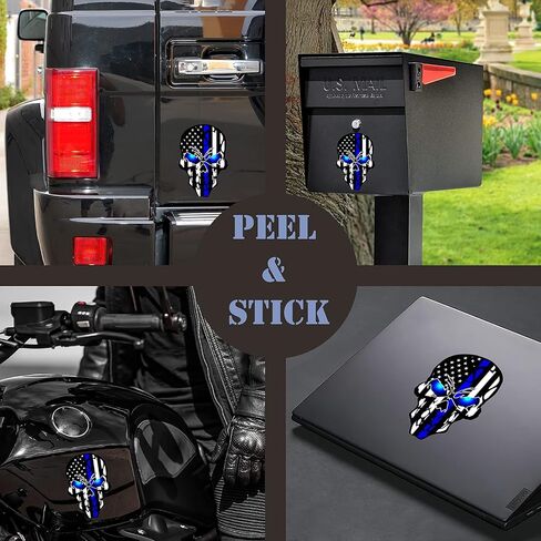 2 Pack 5.1"Reflective All Black American Flag Skulls Sticker, Skull Decal with Black US Flags, UV Fade Resistant Vinyl Car Flags Stickers for Trucks Jeep Van Women Men Motorcycle Laptop Bumper Decals in Saudi Arabia