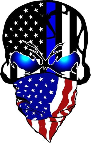 2 Pack 5.1"Reflective All Black American Flag Skulls Sticker, Skull Decal with Black US Flags, UV Fade Resistant Vinyl Car Flags Stickers for Trucks Jeep Van Women Men Motorcycle Laptop Bumper Decals in Saudi Arabia