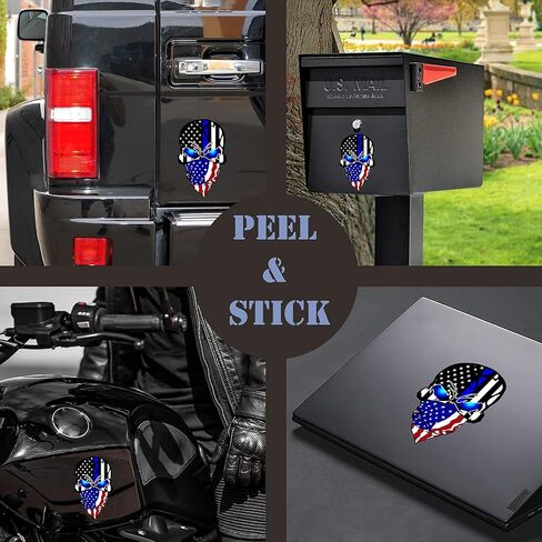 2 Pack 5.1"Reflective All Black American Flag Skulls Sticker, Skull Decal with Black US Flags, UV Fade Resistant Vinyl Car Flags Stickers for Trucks Jeep Van Women Men Motorcycle Laptop Bumper Decals in Saudi Arabia