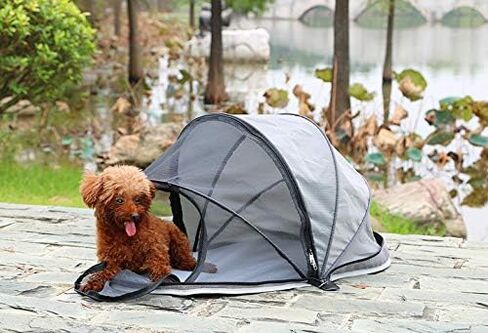 Pet Teepee, Small Animal Hideout, Portable Pop Up Folding Pet Tent, 600D Oxford Frosted Cloth+Nylon Mesh, Breathable and Sunshade, Suitable for Small Pets Weighing Less Than 6 KG, 32"L X 16"W X 16"H in Saudi Arabia