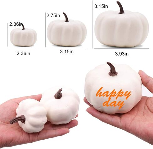 YIZRIO 12 PCS Assorted Sizes Rustic Harvest White Mini Artificial Pumpkins for Halloween, Fall and Thanksgiving Decorating in Saudi Arabia