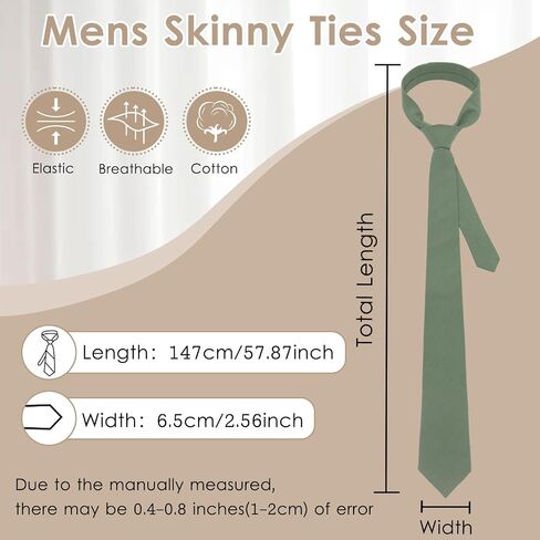 Skinny Ties for Men Cotton Linen Solid Color Neckties 2.56'' Casual Business Ties for Daily Dress Weddings Dances in Saudi Arabia