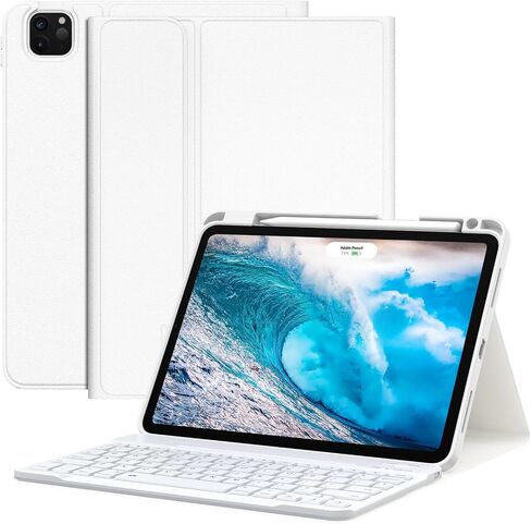 حافظة لوحة مفاتيح MoKo لجهاز iPad الجيل العاشر مع لوحة مفاتيح، ولوحة مفاتيح iPad الجيل العاشر مع حامل أقلام، ولوحة مفاتيح بلوتوث متعددة الزوايا قابلة للفصل لجهاز iPad الجيل العاشر، أبيض in Kuwait