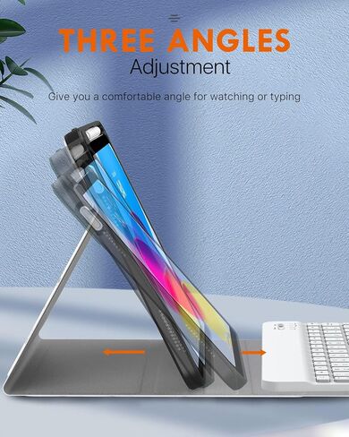 حافظة لوحة مفاتيح MoKo لجهاز iPad الجيل العاشر مع لوحة مفاتيح، ولوحة مفاتيح iPad الجيل العاشر مع حامل أقلام، ولوحة مفاتيح بلوتوث متعددة الزوايا قابلة للفصل لجهاز iPad الجيل العاشر، أبيض in Kuwait