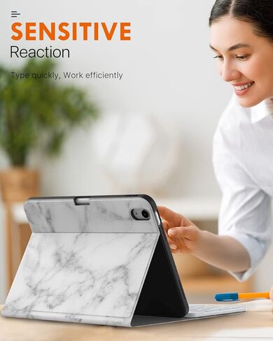 حافظة لوحة مفاتيح MoKo لجهاز iPad الجيل العاشر مع لوحة مفاتيح، ولوحة مفاتيح iPad الجيل العاشر مع حامل أقلام، ولوحة مفاتيح بلوتوث متعددة الزوايا قابلة للفصل لجهاز iPad الجيل العاشر، أبيض in Kuwait