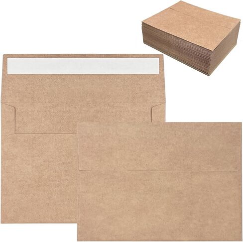 100 Pack 4x6 Envelopes for Invitations, Brown Kraft Envelopes, Self Seal A4 Envelopes for Greeting Cards Gift Cards, Photos, Postcards, Invitation Envelopes for Wedding, Graduation, Baby Shower, Party in Saudi Arabia
