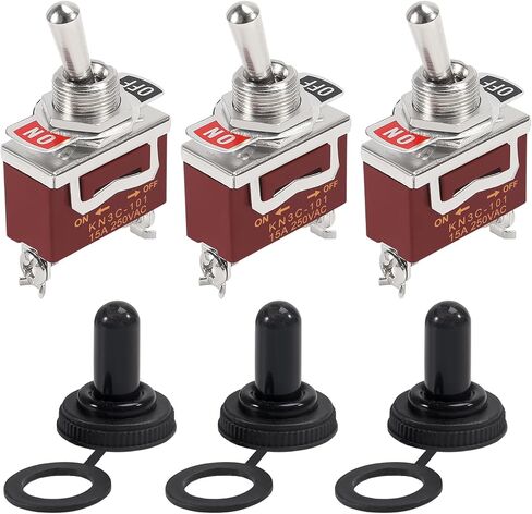 3PCS Toggle Switch 12V, Heavy Duty 2 Pin Momentary Toggle Light Switch, Waterproof ON Off Switch for Car, Boat, Yacht, Vessels in Saudi Arabia