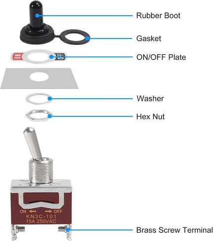 3PCS Toggle Switch 12V, Heavy Duty 2 Pin Momentary Toggle Light Switch, Waterproof ON Off Switch for Car, Boat, Yacht, Vessels in Saudi Arabia