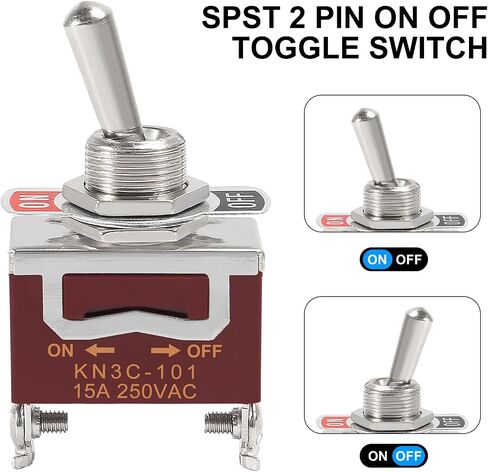 3PCS Toggle Switch 12V, Heavy Duty 2 Pin Momentary Toggle Light Switch, Waterproof ON Off Switch for Car, Boat, Yacht, Vessels in Saudi Arabia